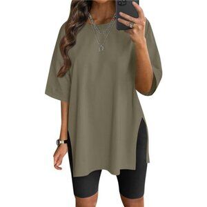 Women’s Casual Oversized Short Sleeve Workout T-Shirt - Summer Tee Tops